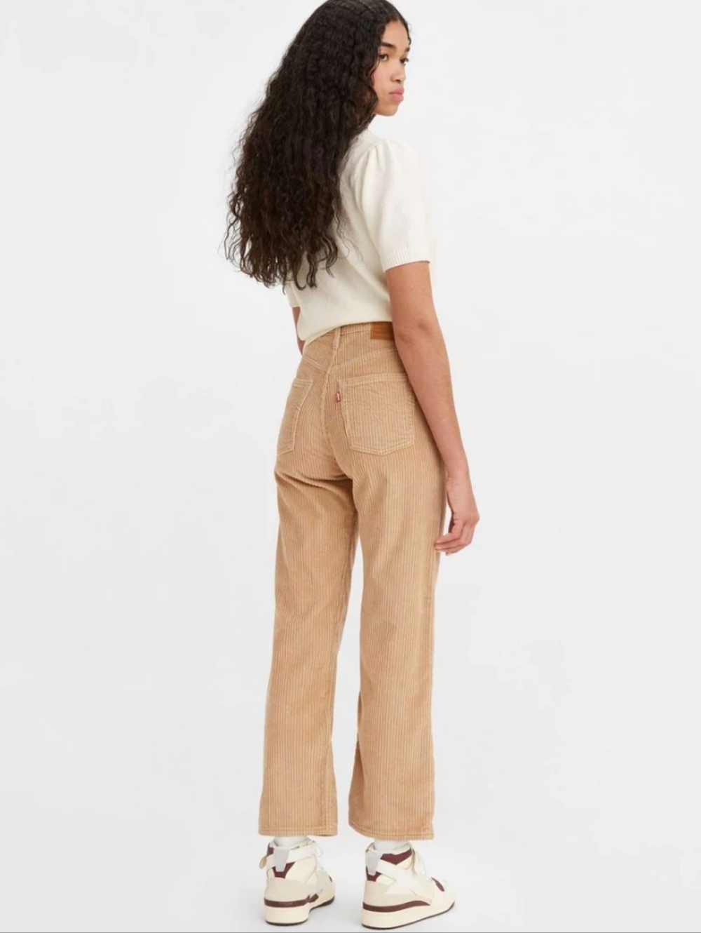 Levi's Ribcage Straight Ankle Jeans Whale Corduroy Tan Size 25 100% Cotton